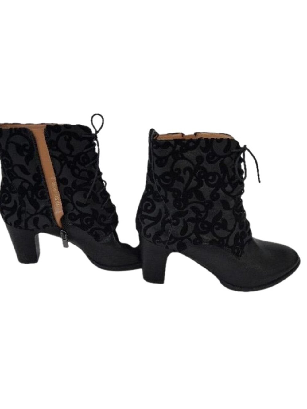 Embassy London Velvet Flocked Lace-Up Ankle Boots EU 40 / US 9 Dark Romantic - Picture 3 of 7